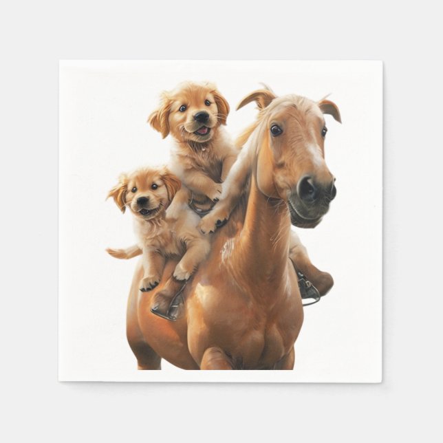 Serviette En Papier Cubes Golden Retriever (Devant)
