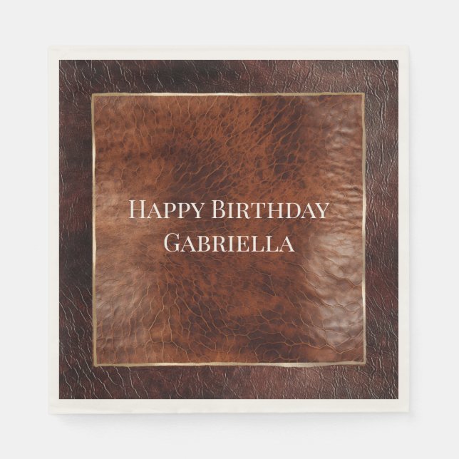 Serviette En Papier Cuir aspect occidental marron foncé et chaud (Devant)