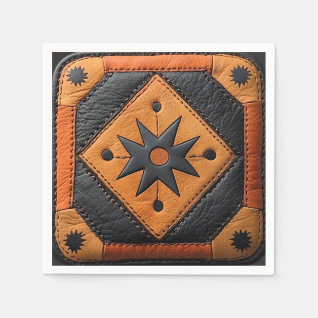 Serviette En Papier Cuir de style country beau sud-ouest (Devant)
