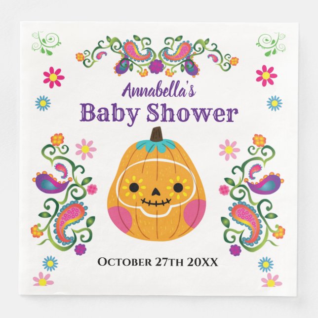 Serviette En Papier Cuire sucre crâne Citrouille Halloween Baby shower (Devant)