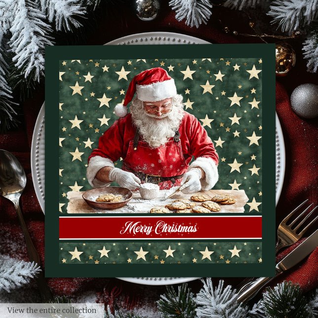 Serviette En Papier Cuisine classique Santa Claus serviettes de fête (Classic Santa Claus Cooking Festive Napkins)