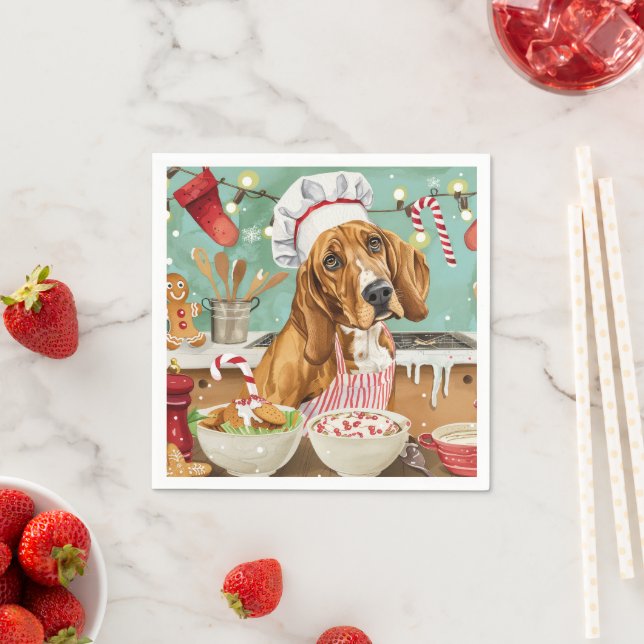 Serviette En Papier Cuisine de vacances Coonhound : Festive Noël (En situation)
