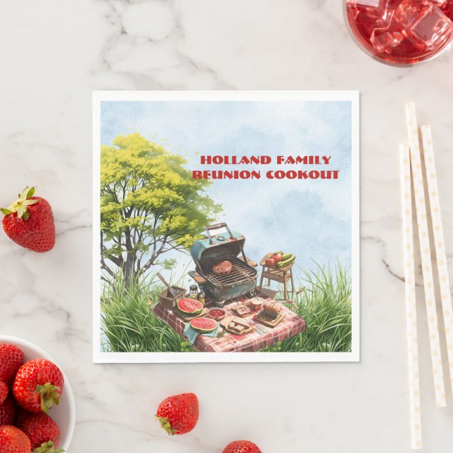 Serviette En Papier Cuisine familiale Retrouvailles dans le parc Papie (En situation)