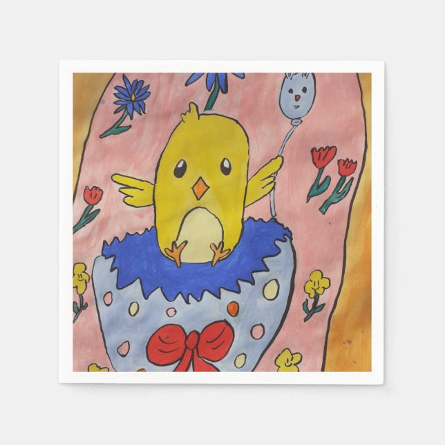 Serviette En Papier Cuisine Papier Chick Pâques (Devant)