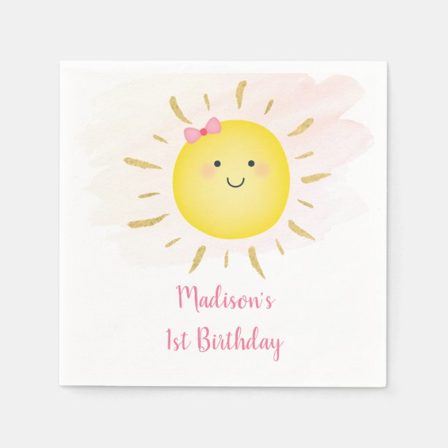 Serviette En Papier Cuisine Sunshine Rose & Or Anniversaire (Devant)