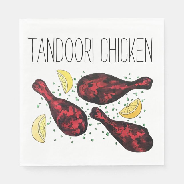 Serviette En Papier Cuisine Tandoor de nourriture indienne Poulet Tand (Devant)