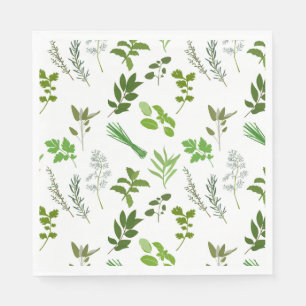Serviette En Papier Cuisine verte Herbes de jardin culinaires
