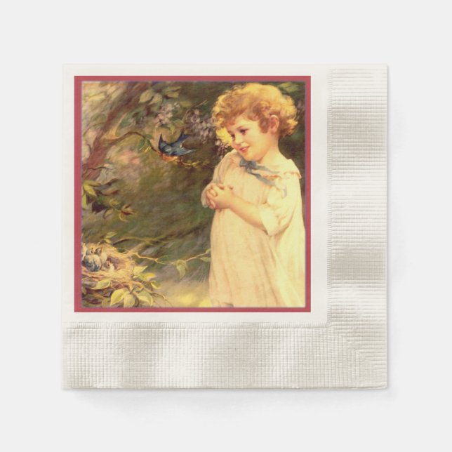 Serviette En Papier Cuisine victorienne avec oiseaux (Devant)
