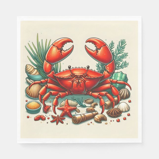 Serviette En Papier Cuisson du Crabe Rouge (Devant)