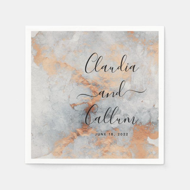 Serviette En Papier Cuivre Carrière Mariage Cocktail Napkins (Devant)
