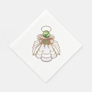 Serviette En Papier Cuivre et vert - ange de Noël d'espoir