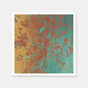 Serviette En Papier Cuivre Turquoise Bleu Orange Texture Brown