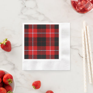 Serviette En Papier Cunningham Tartan rouge noir