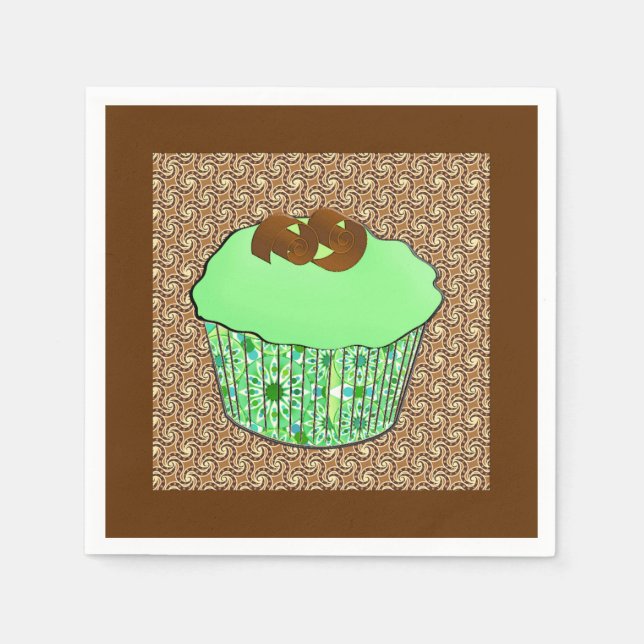 Serviette En Papier Cupcake au chocolat congelé à la menthe, Arrière - (Devant)
