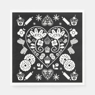 Serviette En Papier Cupcake Baking Folk Art