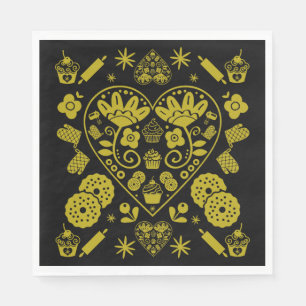 Serviette En Papier Cupcake Baking Folk Art