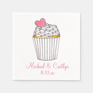 Serviette En Papier Cupcake Coeur rose Mariage personnalisé serviettes