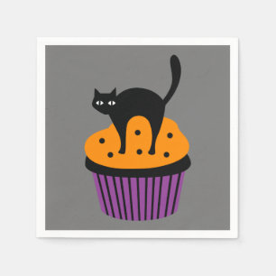 Serviette En Papier cupcake de chat d'Halloween