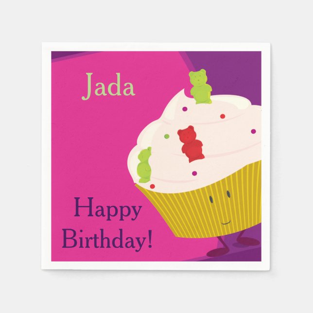 Serviette En Papier Cupcake de l'ours gommé | Papier (Devant)