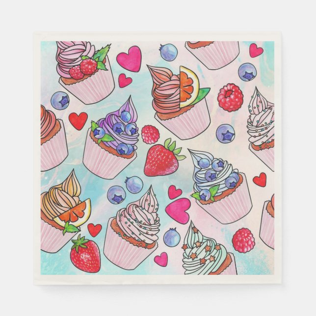 Serviette En Papier Cupcakes (Devant)