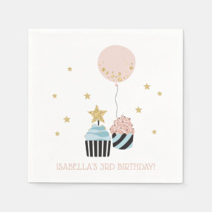 Serviette En Papier Cupcakes & Balloon   Faux Parties scintillant Fill