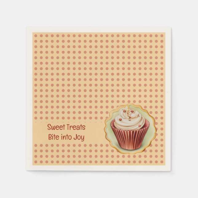 Serviette En Papier CupCakes et points (Devant)