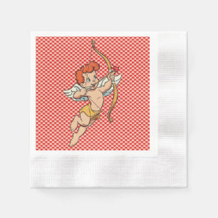 Serviette En Papier Cupidon de la Saint-Valentin vintage/retro