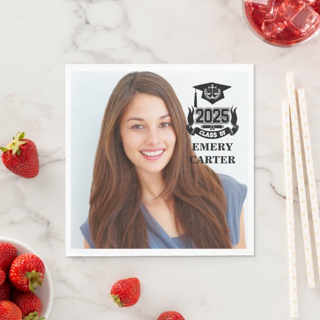 Serviette En Papier Custom 2025 Graduate Photo Attorney Law School (En situation)