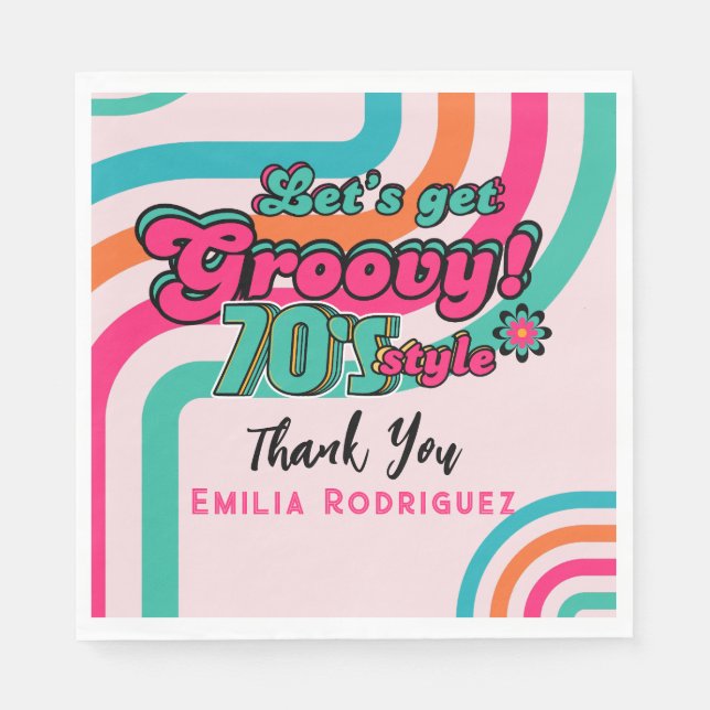 Serviette En Papier Custom 70's Rétro Disco Anniversaire Boogie Groovy (Devant)