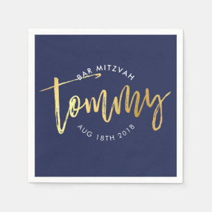Serviette En Papier CUSTOM Bar Mitzvah déjeuner pour Tommy navy + or