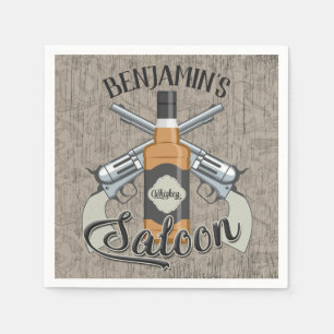 Serviette En Papier Custom Cowboy Revolver Gun Whiskey Saloon