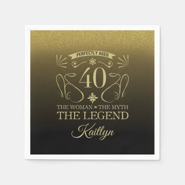 Serviette En Papier Custom Cute Happy 40th Birthday (Devant)