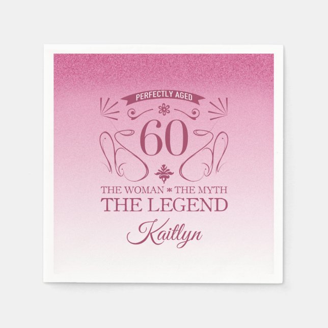 Serviette En Papier Custom Cute Happy 60th Birthday (Devant)