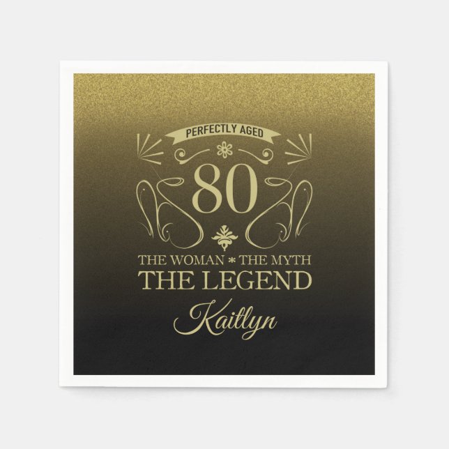 Serviette En Papier Custom Cute Happy 80th Birthday (Devant)