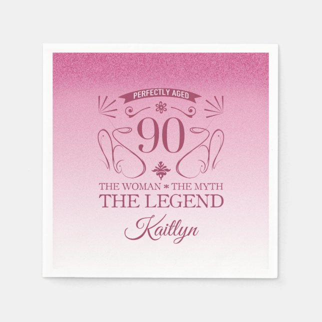 Serviette En Papier Custom Cute Happy 90th Birthday (Devant)