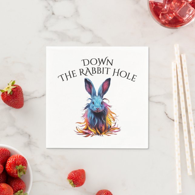 Serviette En Papier Custom Down Rabbit Hole Blue Bunny (En situation)