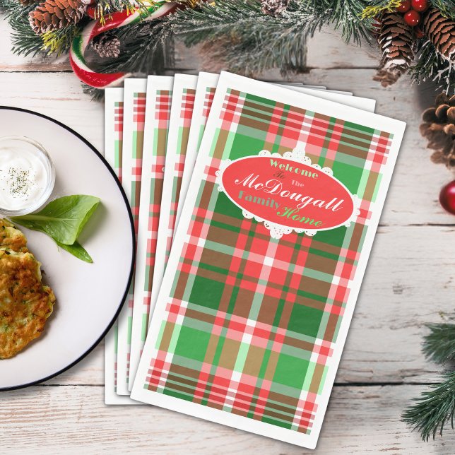 Serviette En Papier Custom Festive Red Green White Christmas Party (Créateur téléchargé)