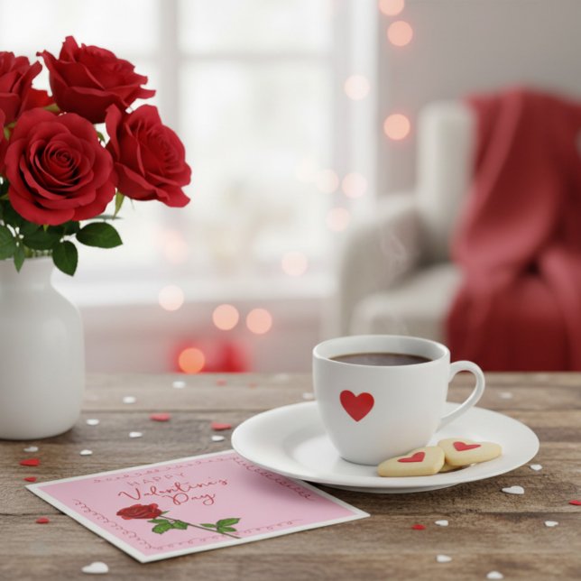 Serviette En Papier Custom Happy Valentine’s Day Rose  (Créateur téléchargé)