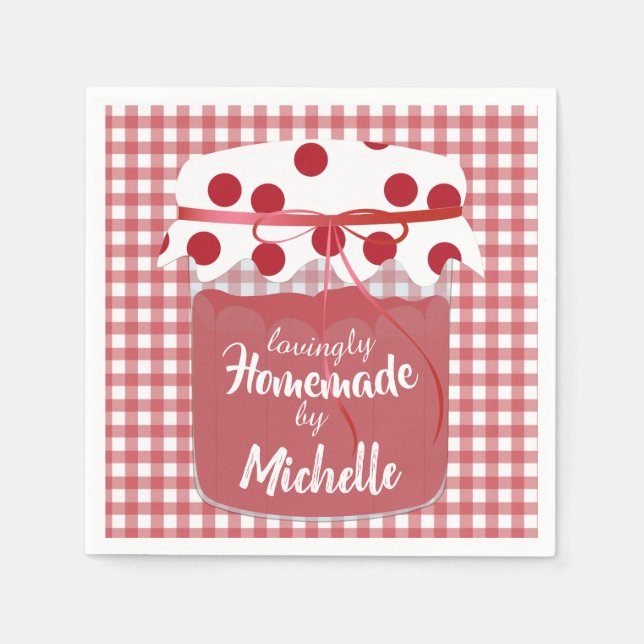 Serviette En Papier Custom Homemade Jam and Gingham (Devant)