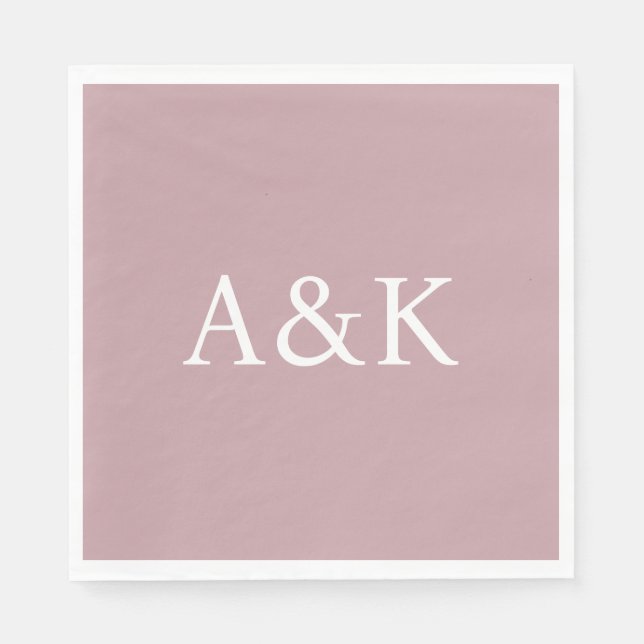 Serviette En Papier Custom Initials on Dusty Rose Mauve Wedding (Devant)