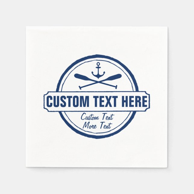 Serviette En Papier Custom Lake, Beach House & Boat Ancre nautique (Devant)