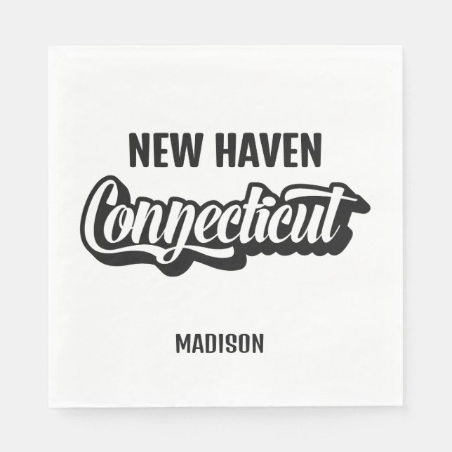 Serviette En Papier Custom Location & Name Connecticut (Devant)