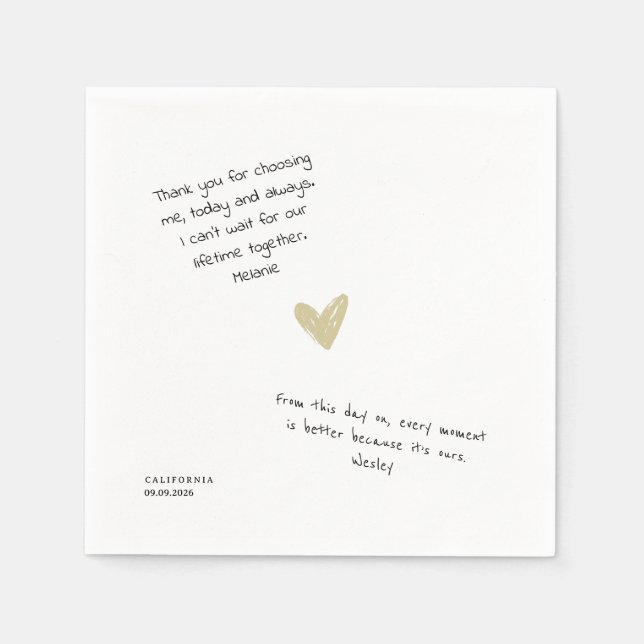 Serviette En Papier Custom Love Note Handwritten Typo-Personal Wedding (Devant)