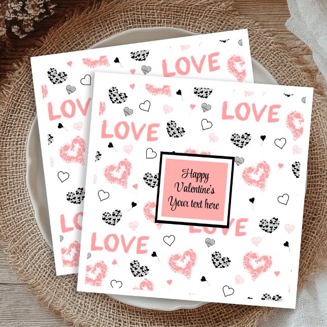 Serviette En Papier Custom Love Text Hearts Hand Drawn Valentine Napki (Custom Love Text Hearts Hand Drawn Valentine Napkins

)