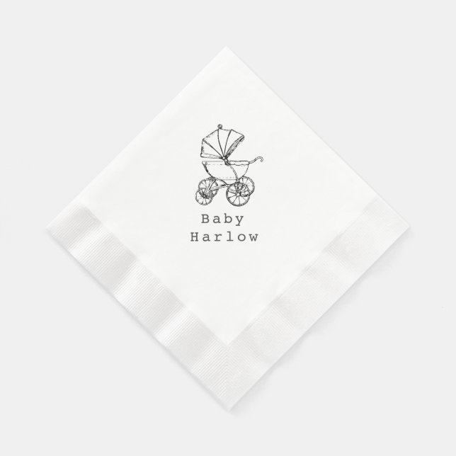 Serviette En Papier Custom Name Carriage Baby Shower (Coin)