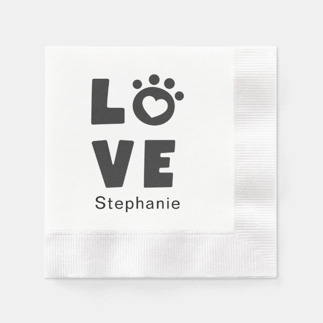 Serviette En Papier Custom Name Love Stylish Personalized Paper Napkin (Devant)