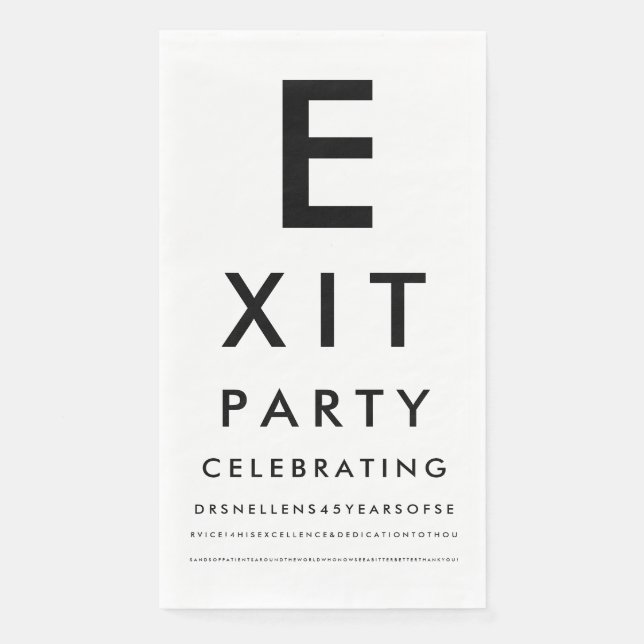 Serviette En Papier Custom Optometrist Reading Test Retirement Party (Devant)