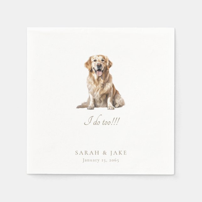 Serviette En Papier Custom Pet Wedding Date Napkins (Devant)