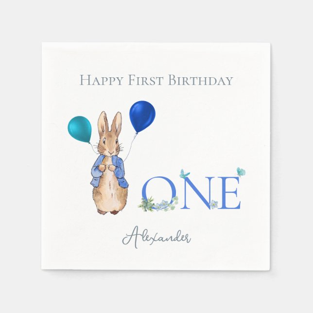 Serviette En Papier Custom Pierre le lapin 1er anniversaire (Devant)