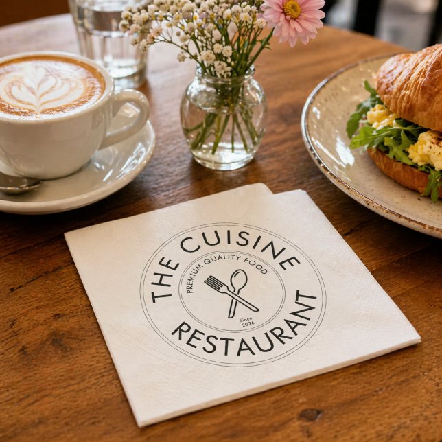 Serviette En Papier Custom Restaurant Logo Modern Square  (Custom Restaurant Logo Modern Square Napkins)